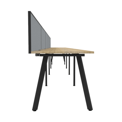 Eternity 5 Person Single Sided Workstation with Screens (Natural Oak Worktop)