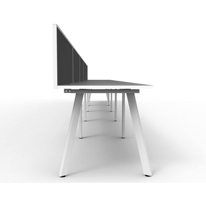 Eternity 5 Person Single Sided Workstation with Screens (White Worktop) - Office Furniture Company 
