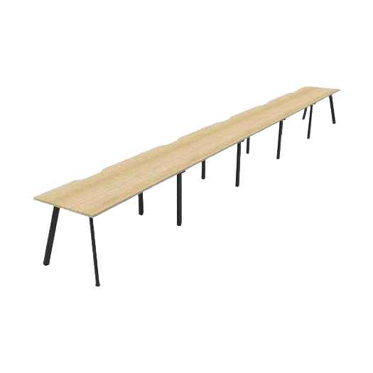 Eternity 5 Person Single Sided Workstations 5 x 1200x750 / Natural Oak / Black Powdercoat