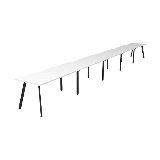 Eternity 5 Person Single Sided Workstations 5 x 1200x750 / White / Black Powdercoat