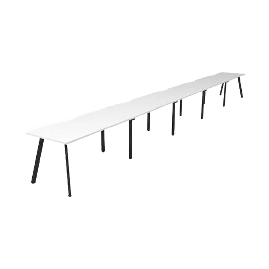 Eternity 5 Person Single Sided Workstations 5 X ( 1200 X 750 ) Natural White Black Powdercoat - Office Furniture Company