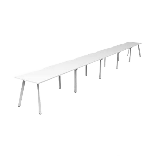 Eternity 5 Person Single Sided Workstations 5 x 1200x750 / White / White Powdercoat