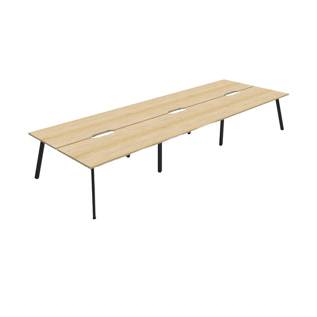 Eternity 6 Person Double Sided Workstations 6 x 1200x750 / Natural Oak / Black Powdercoat
