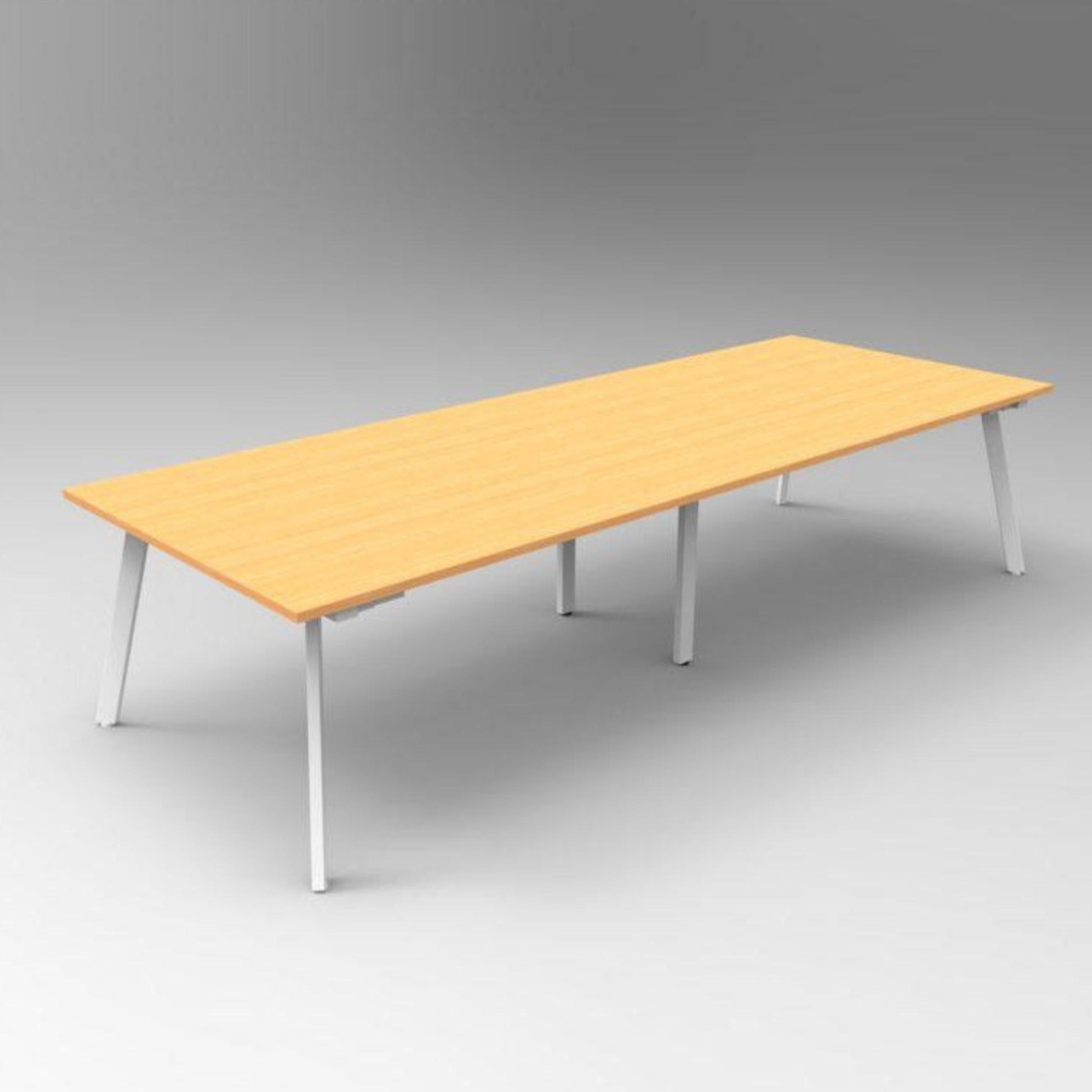 Eternity Boardroom Table 3200x1200 / Beech / White Powdercoat