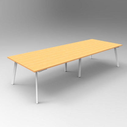 Eternity Boardroom Table 3200x1200 / Beech / White Powdercoat