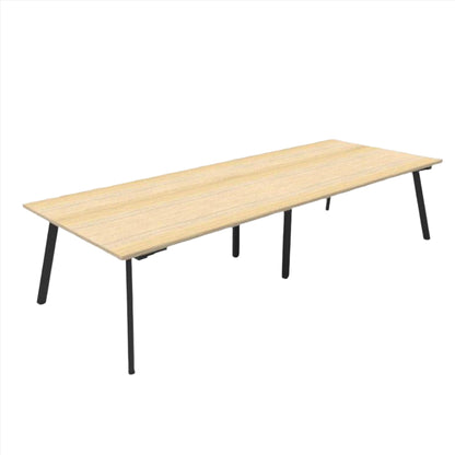 Eternity Boardroom Table 3200x1200 / Natural Oak / Black Powdercoat