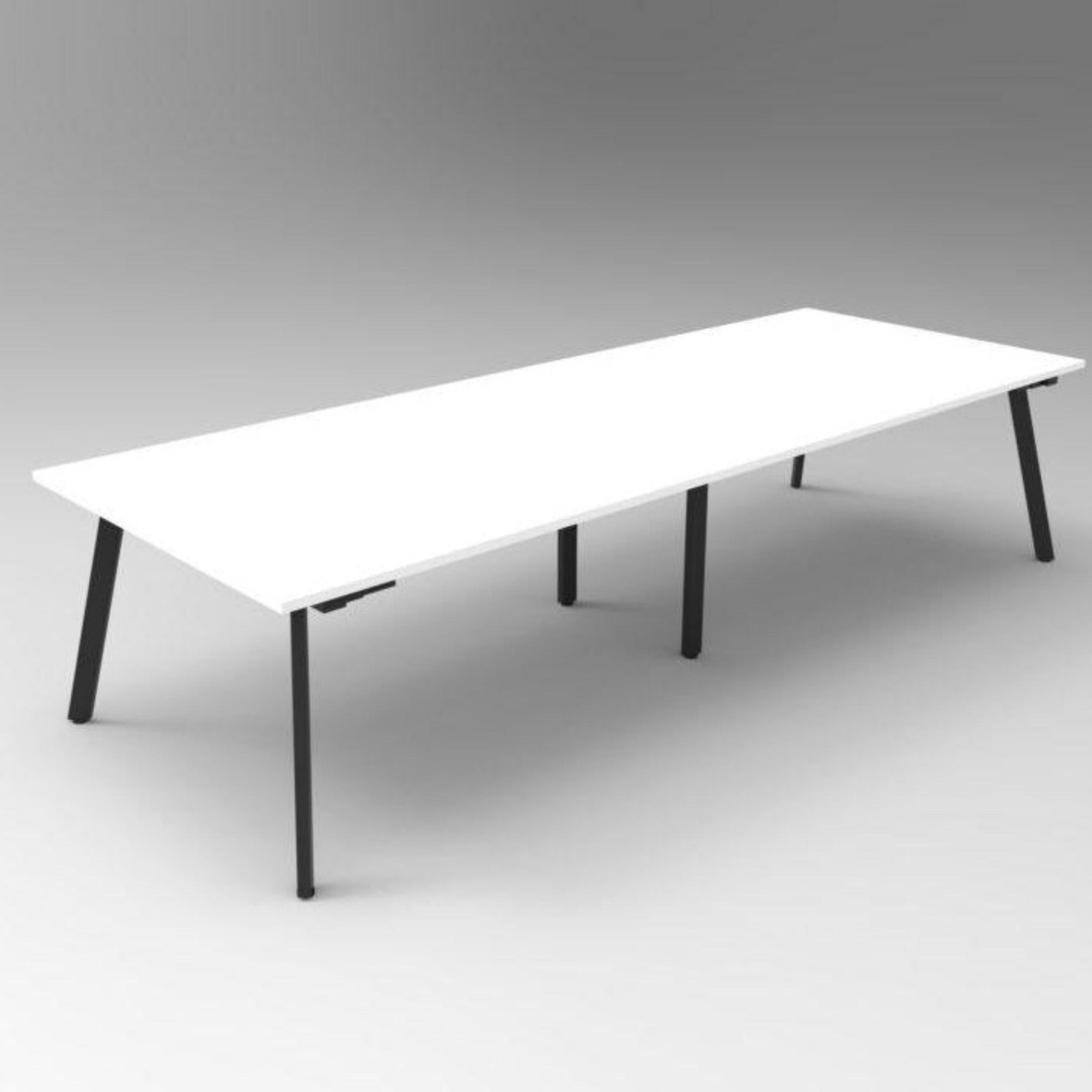Eternity Boardroom Table 3200x1200 / White / Black Powdercoat