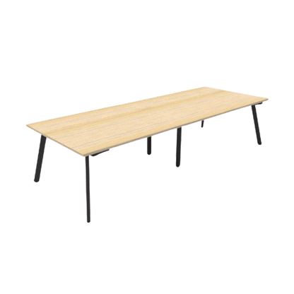 Eternity Boardroom Table 2400x1200 Natural Oak White Powdercoat