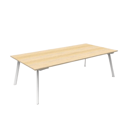 Eternity Boardroom Table 2400x1200 Natural Oak White Powdercoat