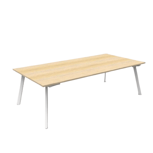 Eternity Boardroom Table 2400x1200 Natural Oak White Powdercoat