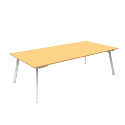 Eternity Boardroom Table 2400x1200 Beech White Powdercoat