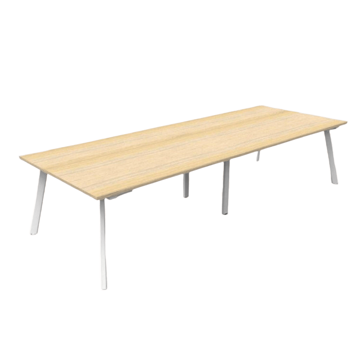 Eternity Boardroom Table 3200x1200 Natural Oak White Powdercoat