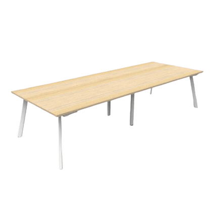 Eternity Boardroom Table 3200x1200 Natural Oak White Powdercoat