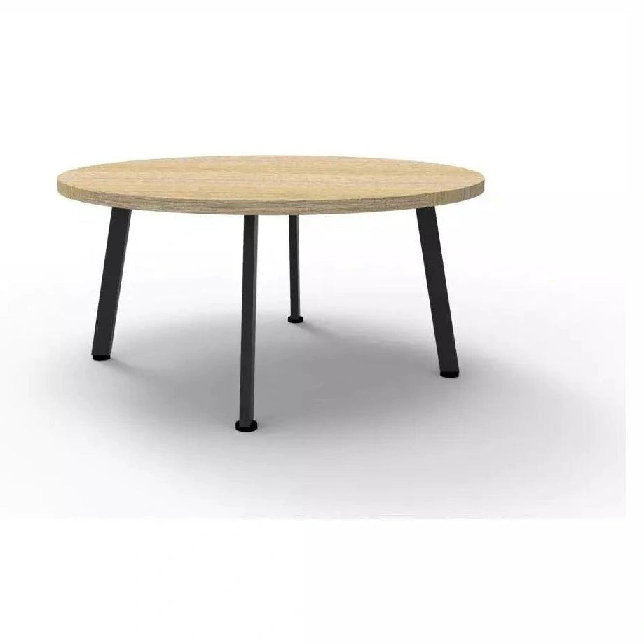 Eternity Coffee Table 600 Round Natural Oak Black Powdercoat