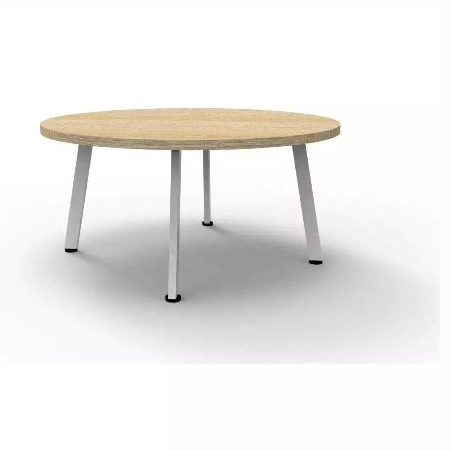 Eternity Coffee Table 600 Round Natural Oak White Powdercoat