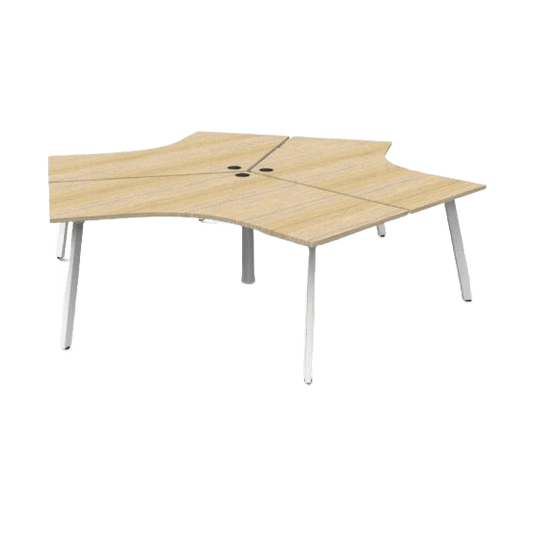 Eternity Leg 120 Degree Workstations Natural Oak White Without Screen - Office Furniture Company