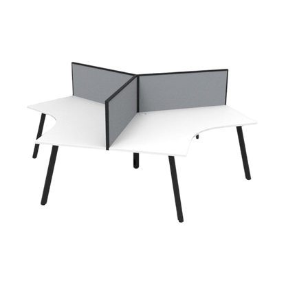 Eternity Leg 120 Degree Workstations White Black Powdercoat With Screen