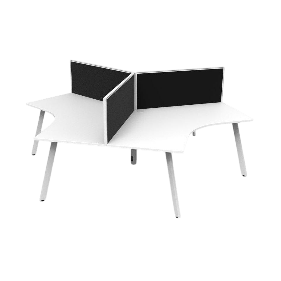 Eternity Leg 120 Degree Workstations White White Powdercoat With Screen