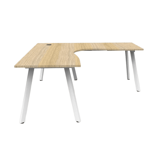 Eternity Single Corner Workstation 1500 x 1500 Natural Oak White Powdercoat - Office Furniture Company