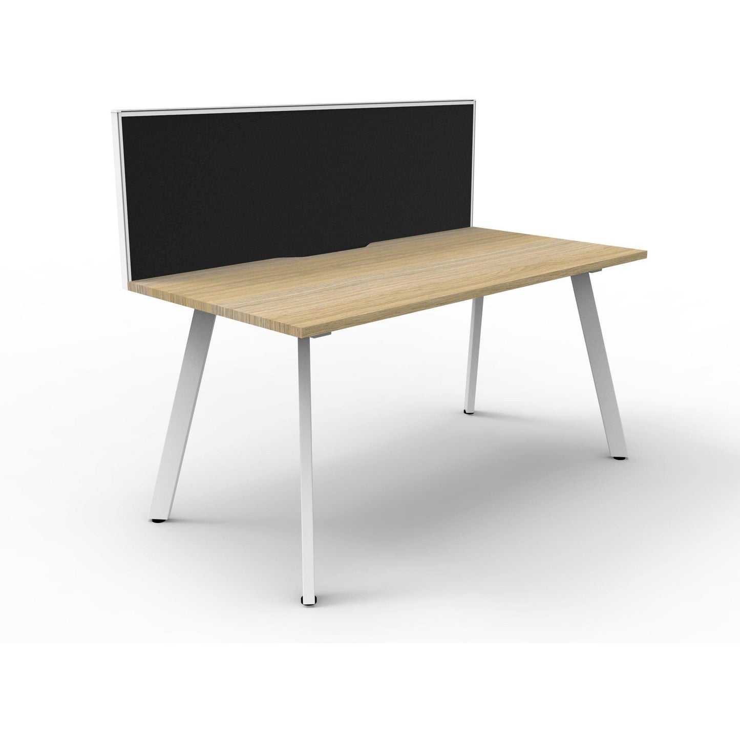 Eternity Single Straight Desk with Screen (Natural Oak Worktop) - Office Furniture Company 