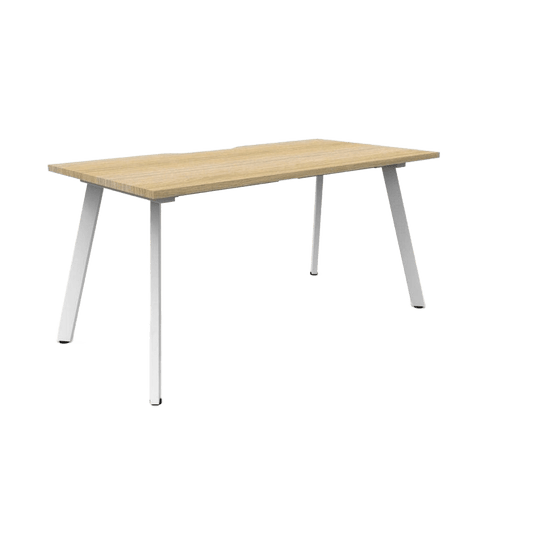 Eternity Single Straight Office Desk 1200 X 750 White Melamine White Powdercoat - Office Furniture Company