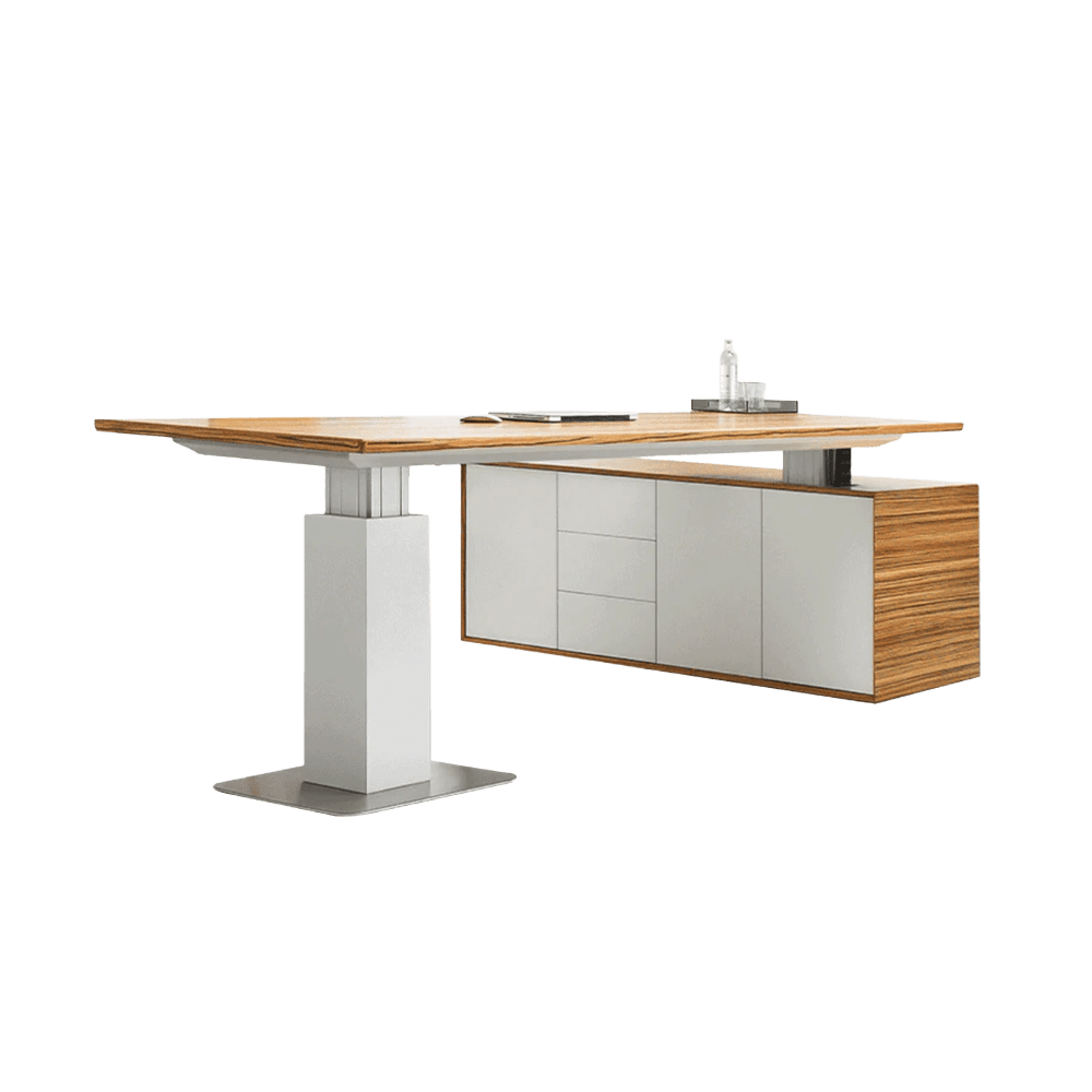 Evolution Executive Height Adjustable Desk with Buffet Right Hand Side Return - Office Furniture Company