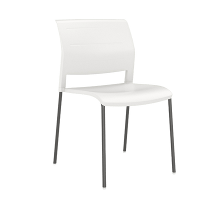 Game Chair Full Moulded Plastic Seat & Back 4 Leg White Black - Office Furniture Company