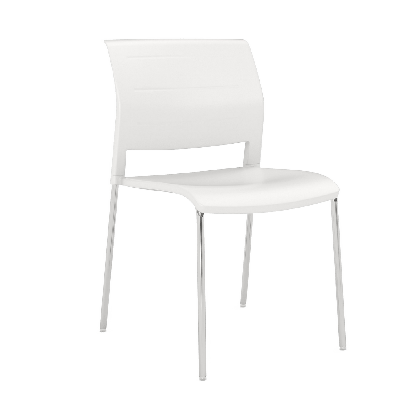 Game Chair Full Moulded Plastic Seat & Back 4 Leg White Silver - Office Furniture Company