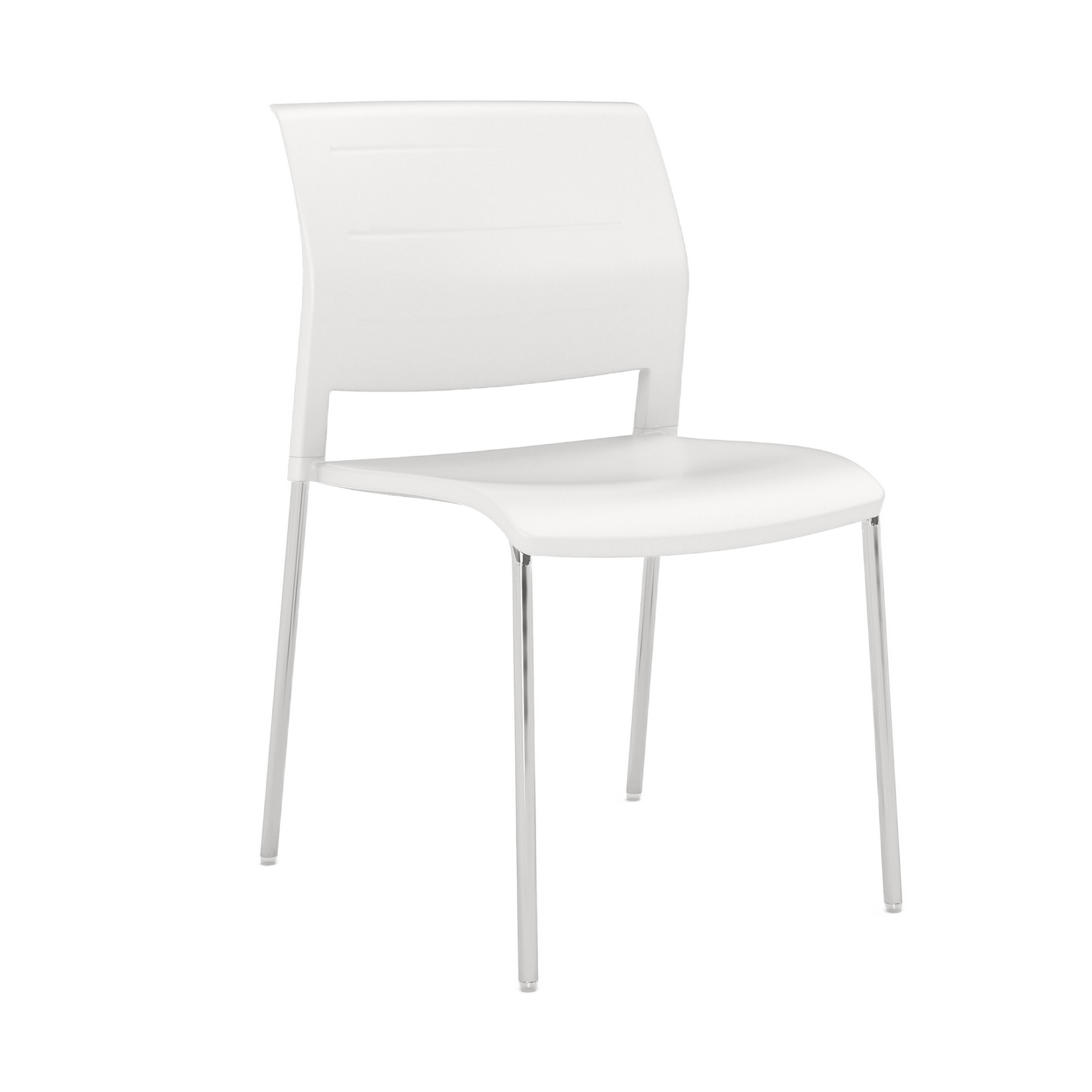 Game Chair Full Moulded Plastic Seat & Back 4 Leg White Silver - Office Furniture Company