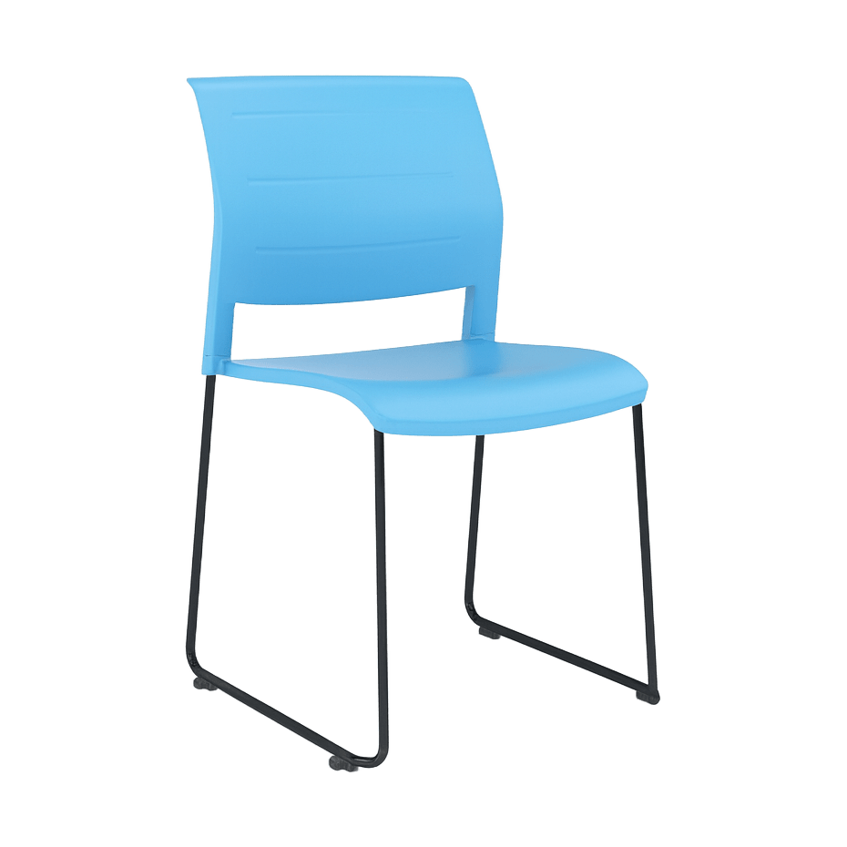 Game Chair Full Moulded Plastic Seat & Back Sled Base Aqua Black - Office Furniture Company