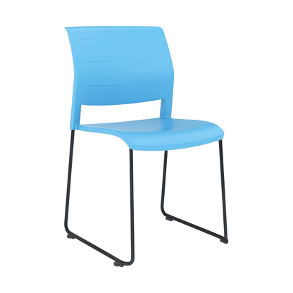 Game Chair Full Moulded Plastic Seat & Back Sled Base Aqua Black - Office Furniture Company