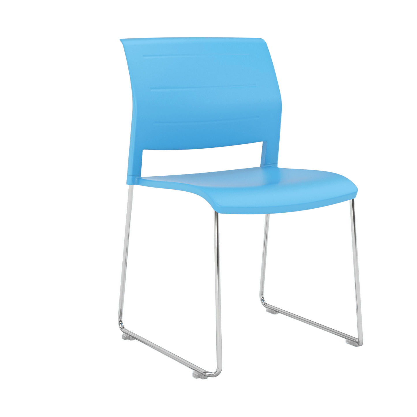Game Chair Full Moulded Plastic Seat & Back Sled Base Aqua Chrome - Office Furniture Company