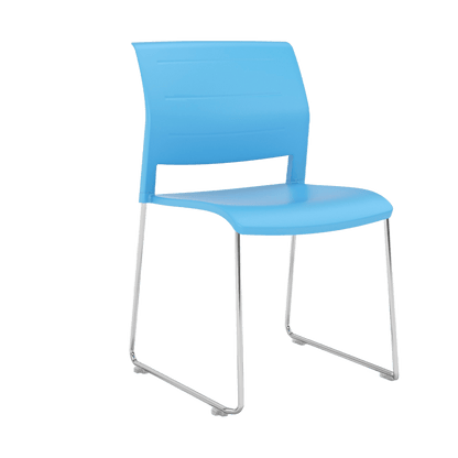 Game Chair Full Moulded Plastic Seat & Back Sled Base Aqua Silver - Office Furniture Company