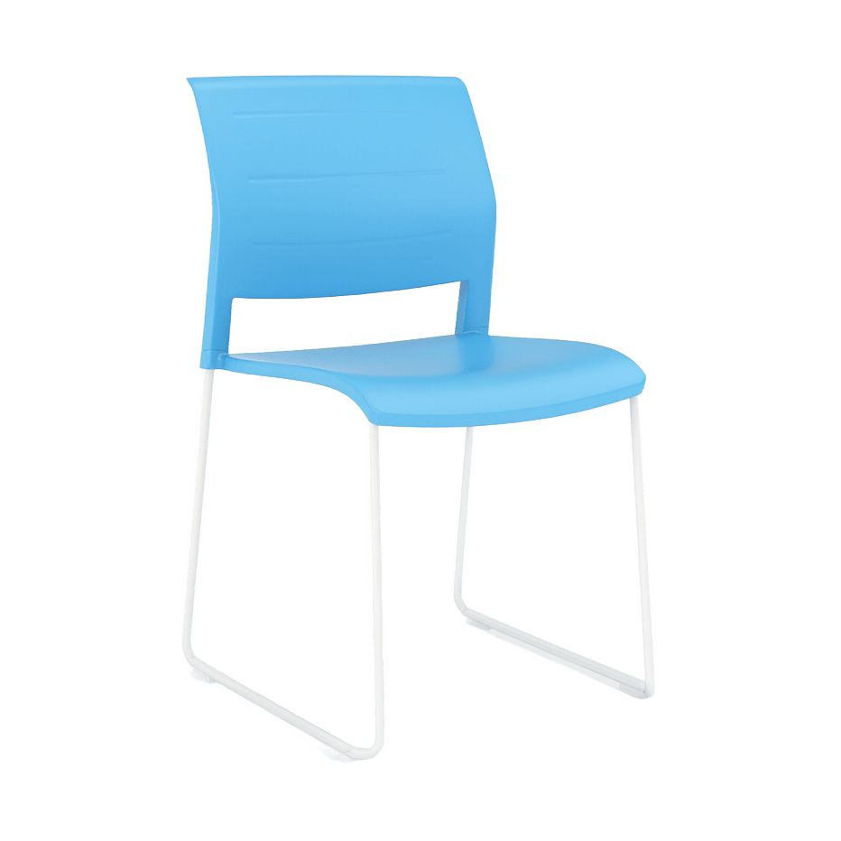 Game Chair Full Moulded Plastic Seat & Back Sled Base Aqua White - Office Furniture Company