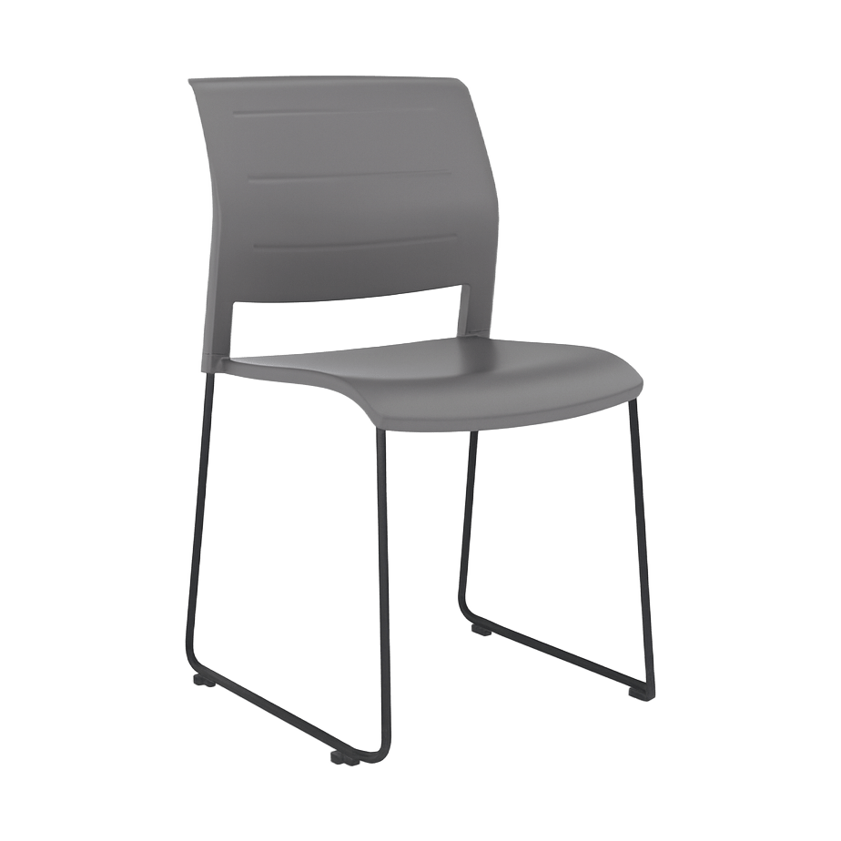 Game Chair Full Moulded Plastic Seat & Back Sled Base Charcoal Black - Office Furniture Company