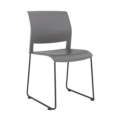 Game Chair Full Moulded Plastic Seat & Back Sled Base Charcoal Black - Office Furniture Company
