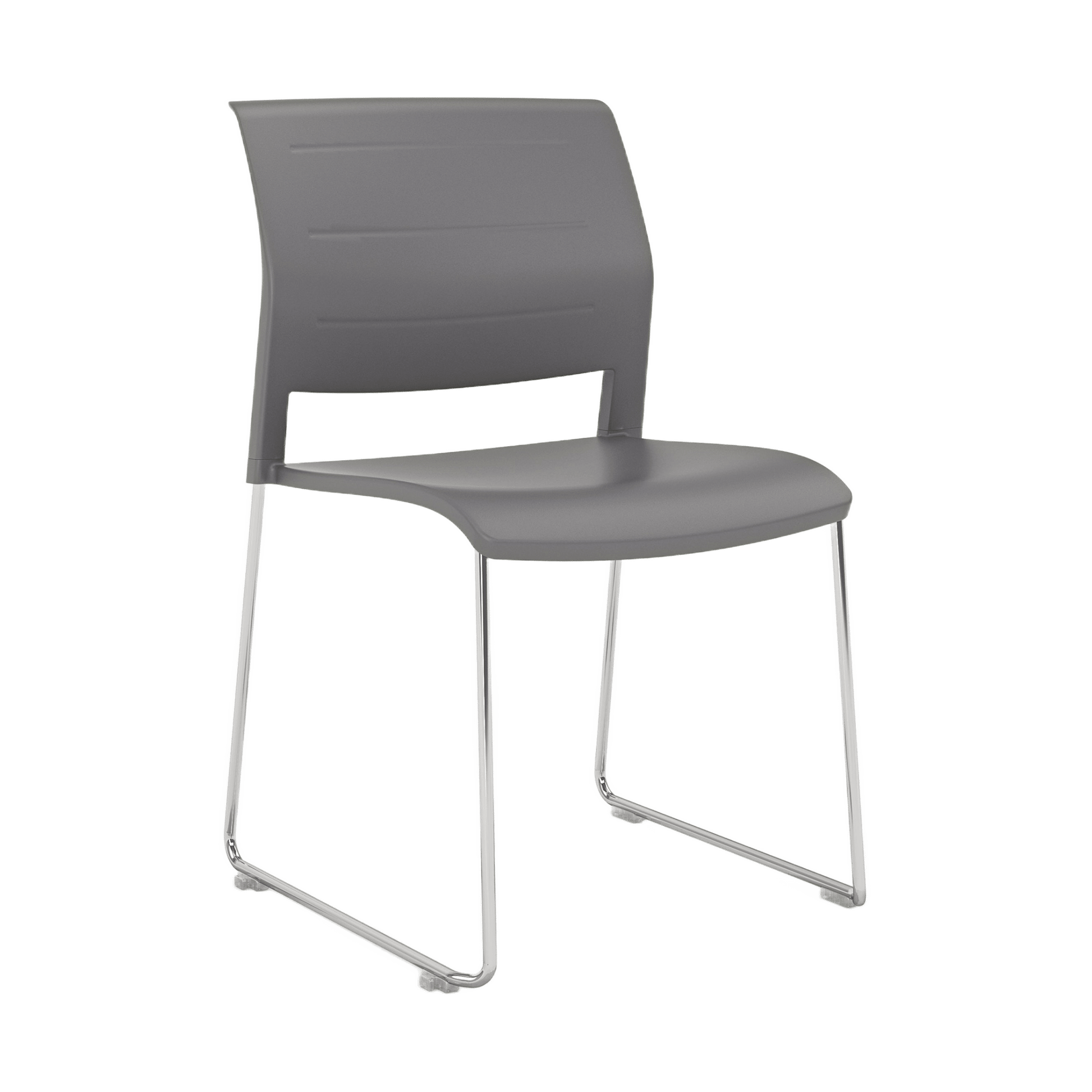 Game Chair Full Moulded Plastic Seat & Back Sled Base Charcoal Chrome - Office Furniture Company