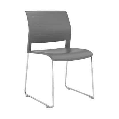 Game Chair Full Moulded Plastic Seat & Back Sled Base Charcoal Silver - Office Furniture Company