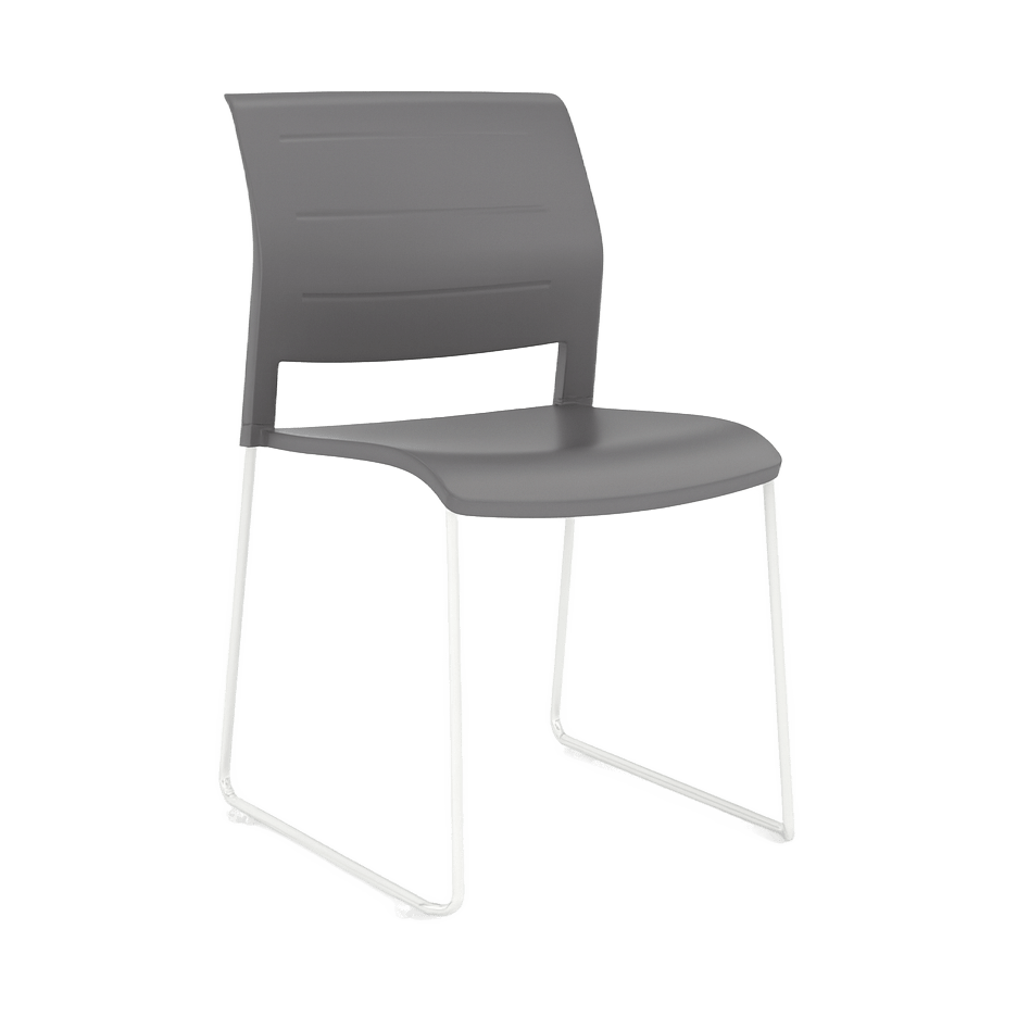 Game Chair Full Moulded Plastic Seat & Back Sled Base Charcoal White - Office Furniture Company