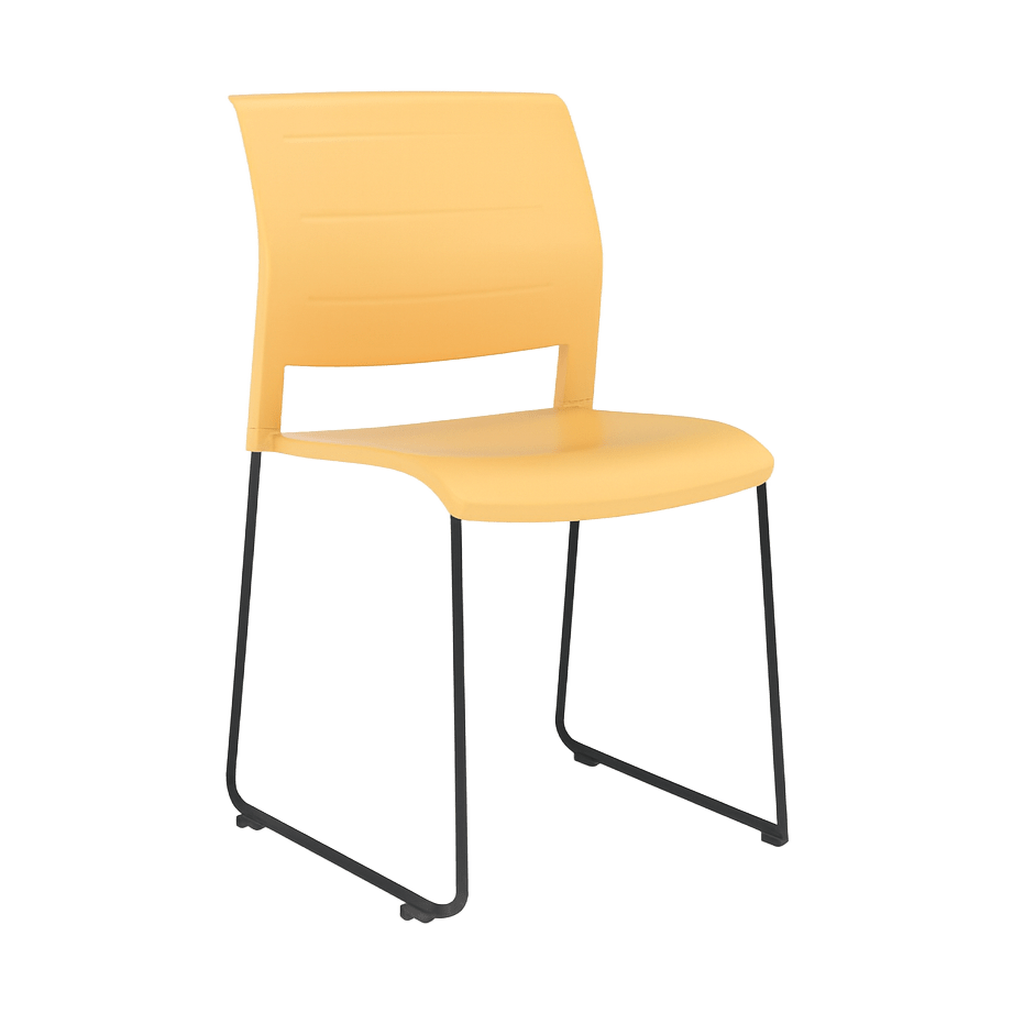 Game Chair Full Moulded Plastic Seat & Back Sled Base Daffodil Black - Office Furniture Company