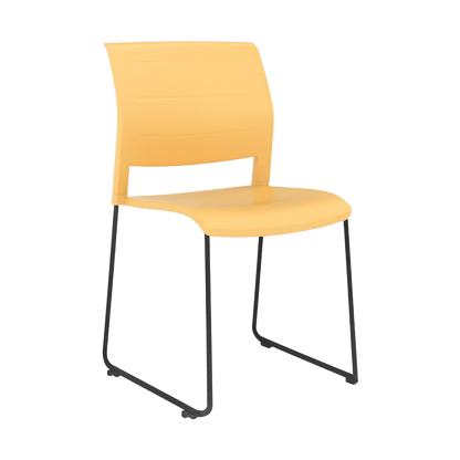Game Chair Full Moulded Plastic Seat & Back Sled Base Daffodil Black - Office Furniture Company