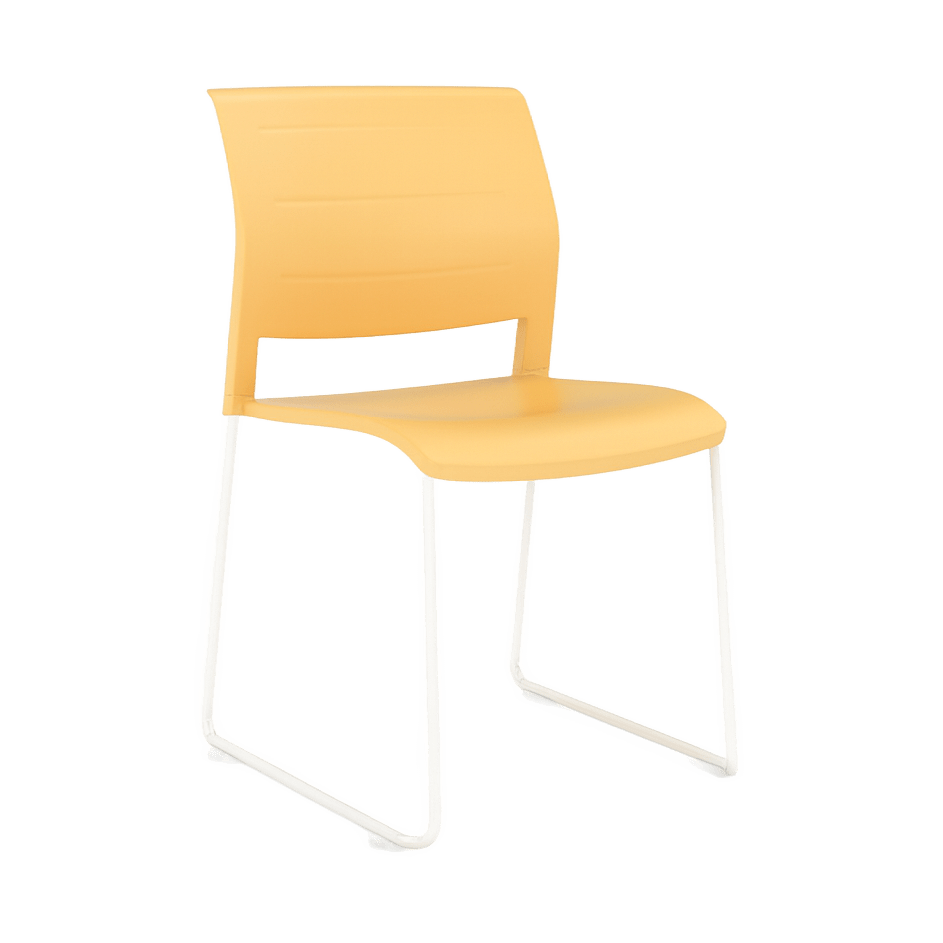 Game Chair Full Moulded Plastic Seat & Back Sled Base Daffodil White - Office Furniture Company