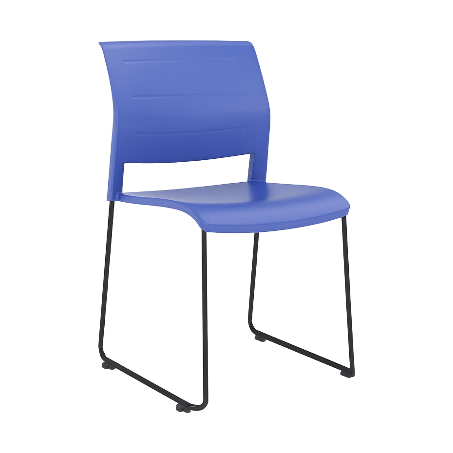 Game Chair Full Moulded Plastic Seat & Back Sled Base Indigo Black - Office Furniture Company
