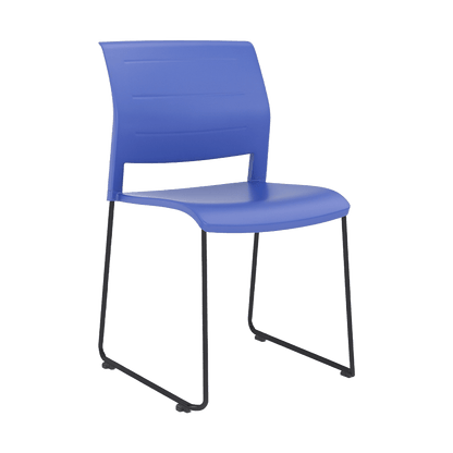 Game Chair Full Moulded Plastic Seat & Back Sled Base Indigo Black - Office Furniture Company