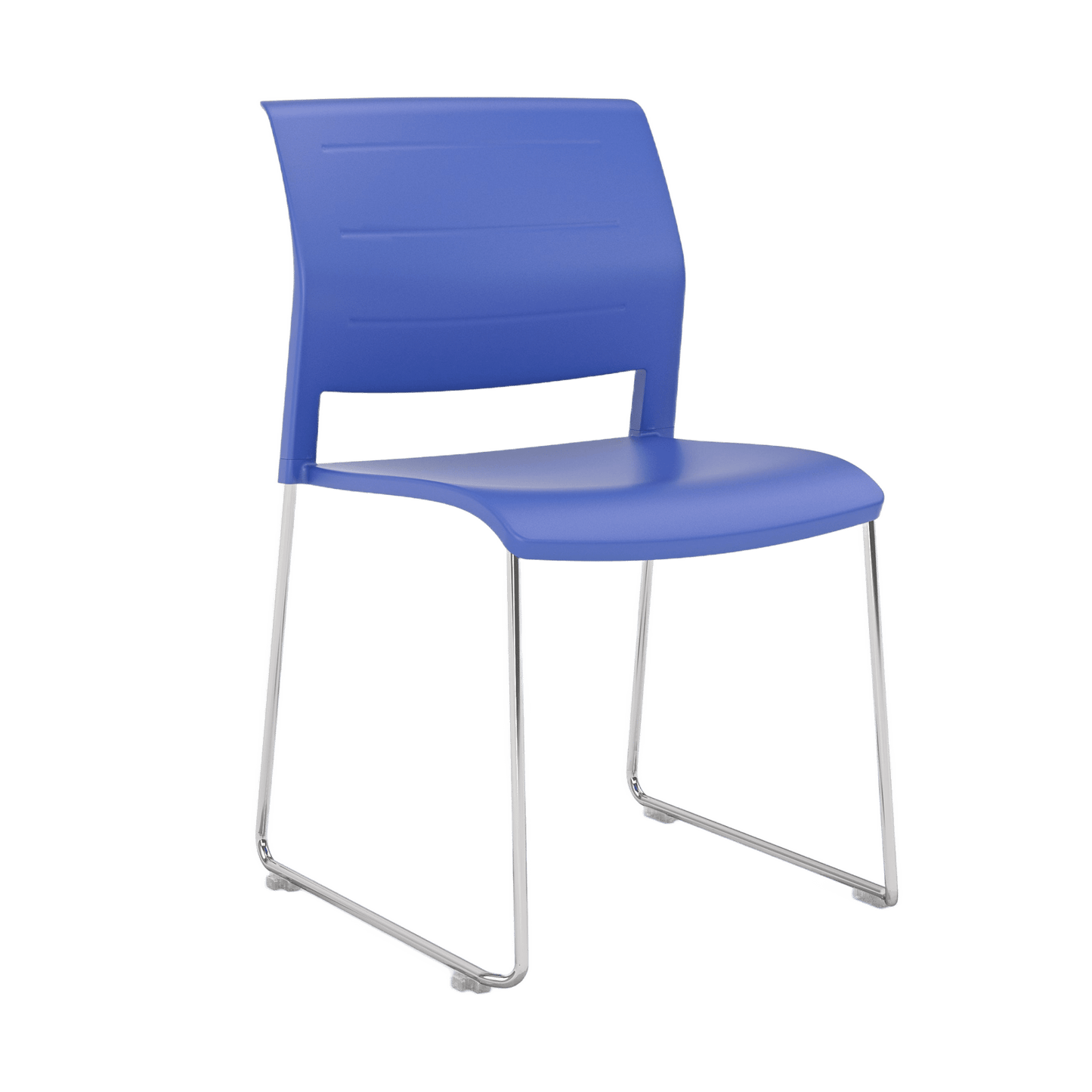 Game Chair Full Moulded Plastic Seat & Back Sled Base Indigo Chrome - Office Furniture Company