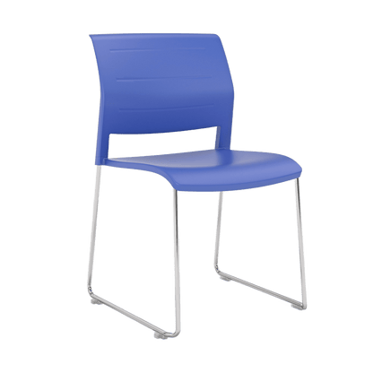 Game Chair Full Moulded Plastic Seat & Back Sled Base Indigo Silver - Office Furniture Company