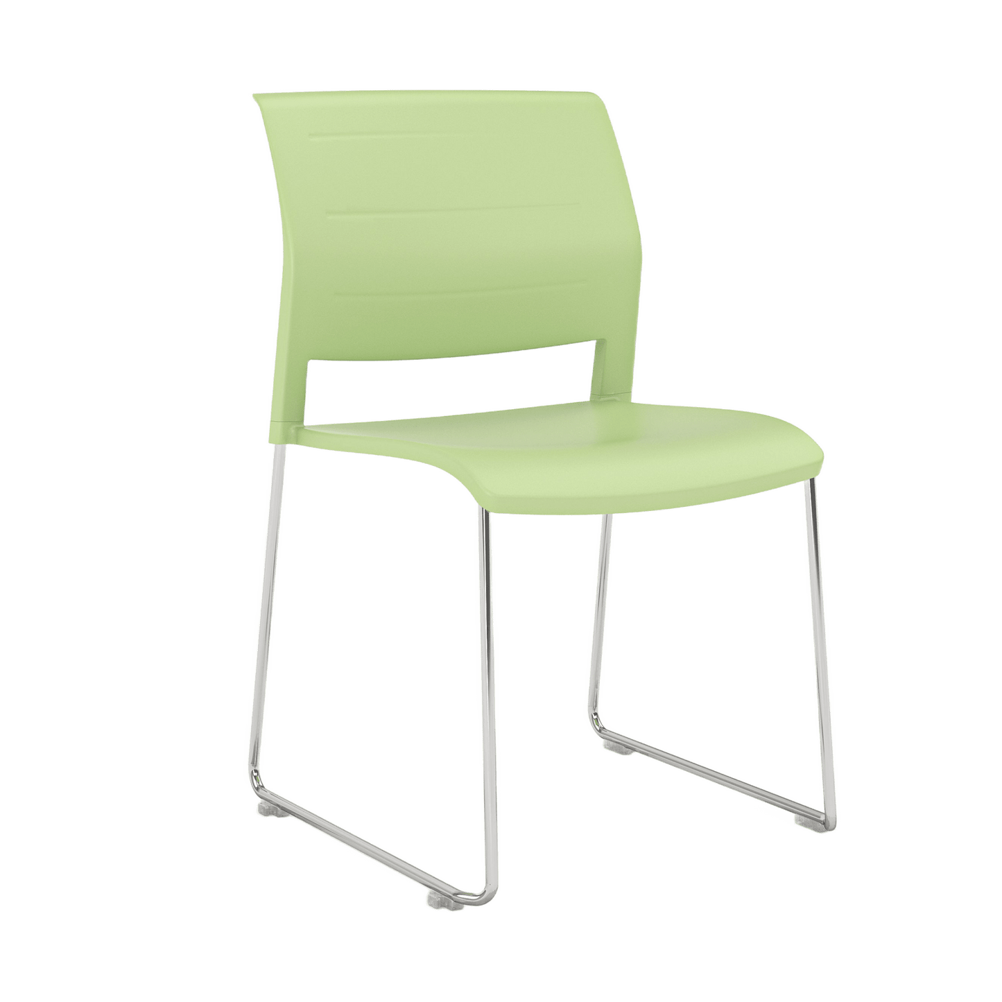 Game Chair Full Moulded Plastic Seat & Back Sled Base Pistachio Chrome - Office Furniture Company
