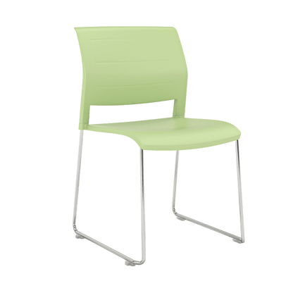 Game Chair Full Moulded Plastic Seat & Back Sled Base Pistachio Chrome - Office Furniture Company