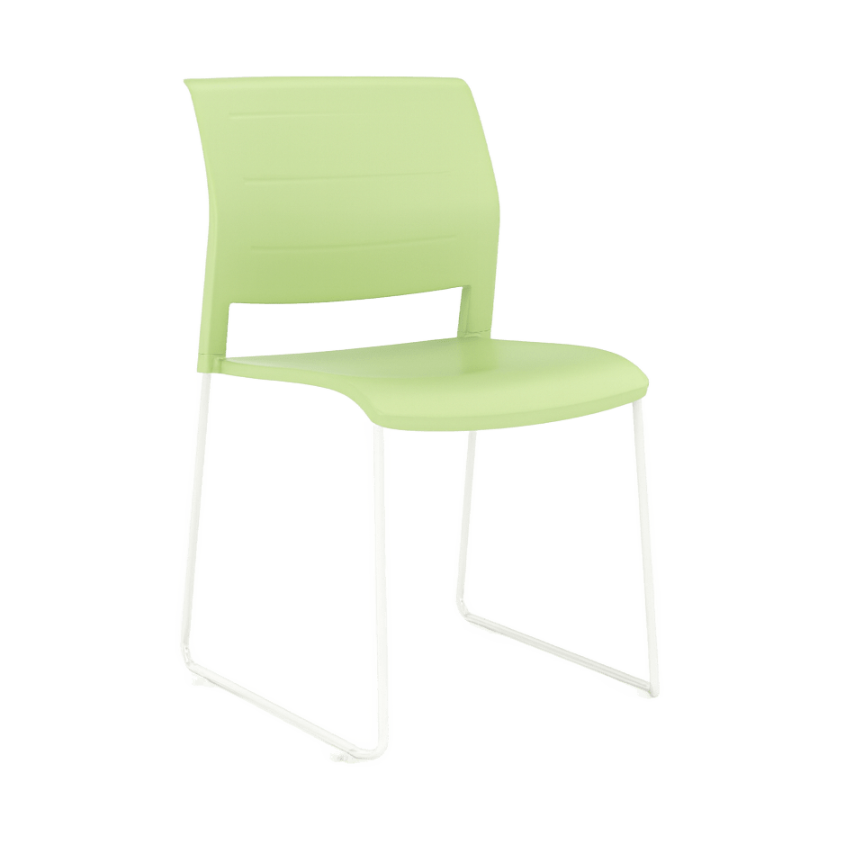 Game Chair Full Moulded Plastic Seat & Back Sled Base Pistachio White - Office Furniture Company