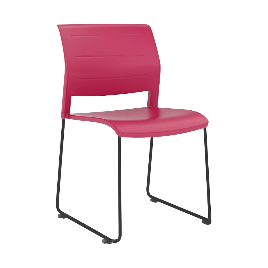 Game Chair Full Moulded Plastic Seat & Back Sled Base Red Black - Office Furniture Company